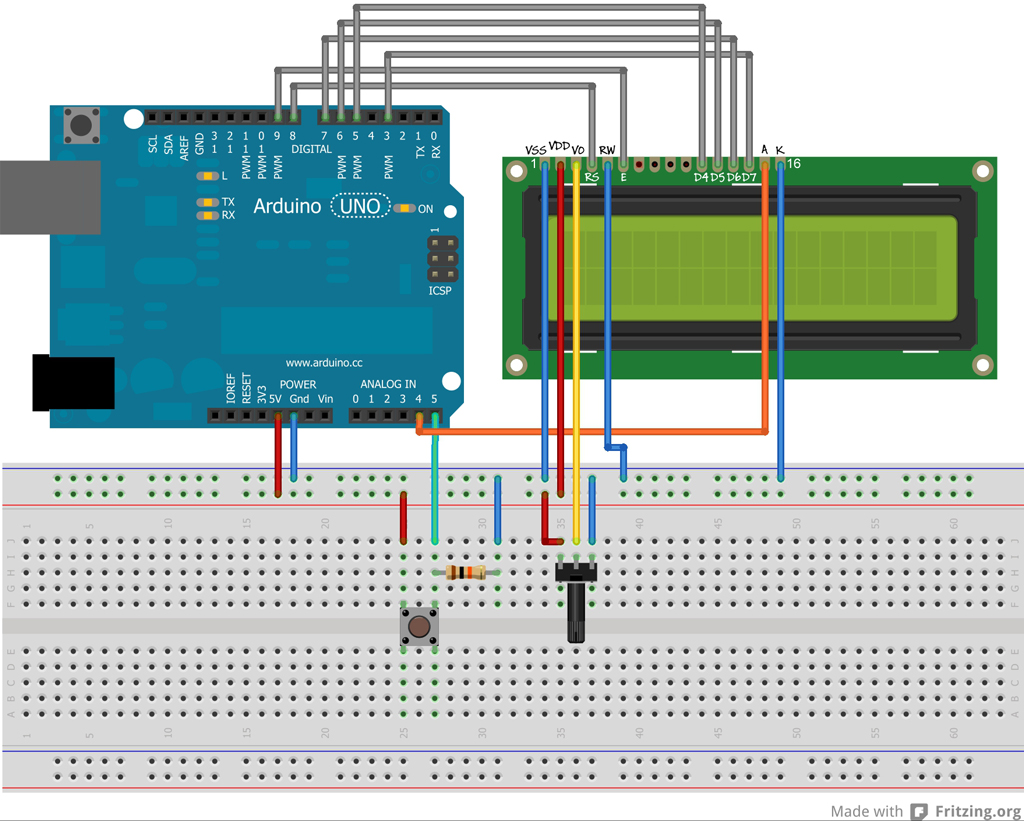 Arduino circuit lcd button